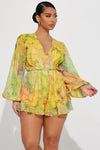 Kacy Chiffon Romper - Yellow