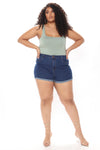 Fave High Waist Denim Shorts - Dark Denim