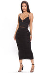 Flaunting It Ruched Midi Skirt - Black