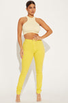 Classic Color High Waist Skinny Jeans - Yellow