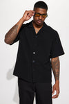 Golden Hour Short Sleeve Button Up - Black