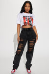 Go Hard Loose Fit Ripped Straight Leg Jean - Black Wash