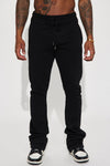 Tyson Skinny Stacked Flare Sweatpant - Black