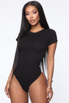 Leanne Crew Neck Bodysuit - Black