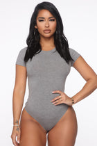 Aliza Ribbed Bodysuit - Heather Grey