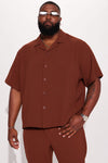 Golden Hour Short Sleeve Button Up - Brown