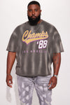 Eighty Eight Champs Oversized Short Sleeve Tee - Grey