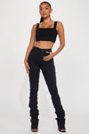 Tall See Me High Rise Stacked Straight Leg Jeans - Black