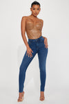 Tall Jet Lagged Mid Rise Stretch Skinny Jeans - Dark Wash