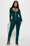 Harlow Heavy Ribbed Jumpsuit - Hunter