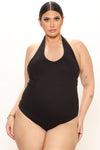 The New Me Halter Bodysuit - Black