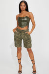 Inside Scoop Camo Cargo Shorts - Olive/combo