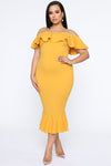 Moments Like This Ruffle Dress - Mustard