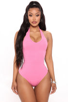 The New Me Halter Bodysuit - Bubblegum Pink