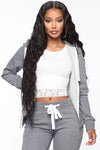 Relaxed Vibe Zip Up Jacket - Heather Grey