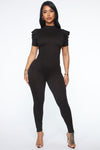 Preferring You Puff Sleeve Jumpsuit - Black