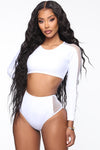 Belize Babe Long Sleeve Mesh 2 Piece Bikini - White