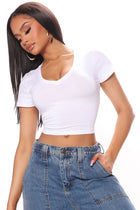 Kaitlyn V Neck Crop Top - White