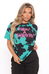 Positive Vibin' Tie Dye Top - Teal/combo