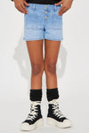 Mini Triple The Fun Denim Shorts - Light Wash