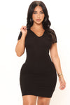 Jeila Collared Mini Dress- Black