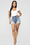 Envy Me Distressed Bermuda Shorts - Medium Blue Wash