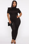 Preferring You Puff Sleeve Jumpsuit - Black