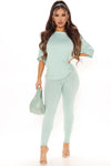 Don't Get This Twisted Short Sleeve Pant Set - Sage