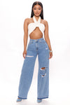 Sinner In Secret Wide Leg Jeans - Medium Wash