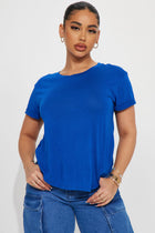 Annie Cuffed Short Sleeve Top - Royal