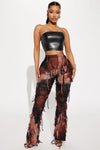 Malika Distressed Flare Pant - Brown/combo