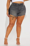 Got A Crush Non Stretch Cut Off Denim Shorts - Black Wash