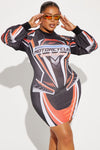 Ready To The Race Tracks Mini Dress - Black/combo