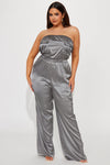 Alaina Satin Utility Jumpsuit - Charcoal