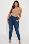 Tall Jet Lagged Mid Rise Stretch Skinny Jeans - Dark Wash