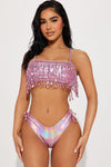 Miami Ready Metallic 2 Piece Sunsuit Set - Pink