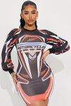 Ready To The Race Tracks Mini Dress - Black/combo