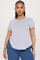 Annie Cuffed Short Sleeve Top - Heather Grey