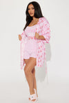 Mi Amore PJ Short And Robe Set - Pink/combo