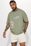 Blessed World Oversized Short Sleeve Tee - Olive