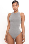 Mel Sleeveless Mock Neck Bodysuit - Heather Grey