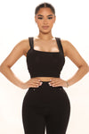 Kimmy Square Neck Tank - Black