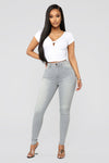 Serving Curves High Rise Skinny Jeans - Grey