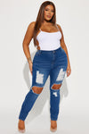 San Antonio Ripped Stretch Skinny Jeans - Medium Wash