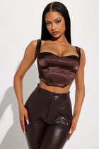 Treasure My Time Satin Corset Top - Brown