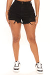 Let's Go Cut Off Denim Short - Black