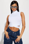 Brooke Mock Neck Top - White