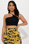 Selena One Shoulder Crop Top - Black