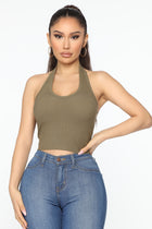 The New Me Halter Top - Olive