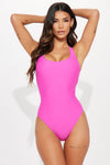 Favorite Summer Racerback 1 Piece Swimsuit - Hot Pink